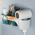 thumbnail image 3 of Hair Dryer Holder with 3 Storage Grids and Hooks, No Drill Wall Mount Bathroom Organizer for Hair Tools & Accessories, 1 Pack, 3 of 5