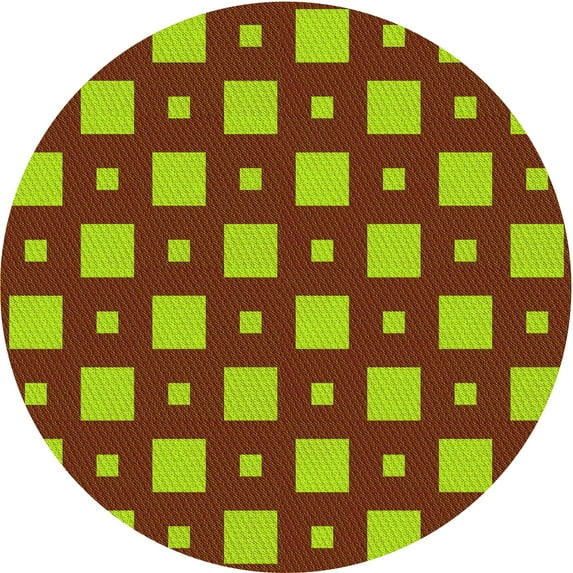Ahgly Company Machine Washable Indoor Round Transitional Pistachio Green Area Rugs, 7' Round