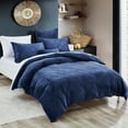 thumbnail image 6 of PHF Super Soft Velvet Duvet Cover Set Queen Size, 3 Pieces Warm Fluffy Comforter Cover Set, Cozy Flannel Comforter Cover with Pillow Shams, 90"x90", Navy Blue (No Insert), 6 of 7