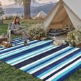 thumbnail image 5 of BERTHMEER Outdoor Rugs 6'x9' on Sale Clearance Plastic Straw Waterproof Reversible Patio Rugs Stripes Geometric Lightweight Carpets for RV Camping Deck Balcony Beach Picnic Porch,Blue Multi White, 5 of 5