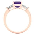 thumbnail image 4 of 1.62 ctw 3 Stone Anniversary Ring for Women | Square Emerald Cut Natural Amethyst | Hyperallergenic Solid 18K Rose Gold, 4 of 5