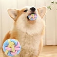 thumbnail image 3 of Pelota masticable para perros, colorida, entrelazada, con cascabel, de goma, interactiva, juguete masticable para mascotas para aliviar el aburrimiento y limpiar los dientes de perros y gatos., 3 of 8