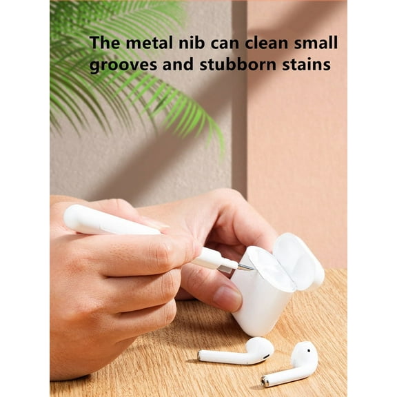 MTFun Cleaning Pen 4 In 1 Dual Head Bluetooth Earbuds Cleaner Kit with Soft Brush Portable Bluetooth Earphones Cleaning Tool for Headset Keyboard Phone Camera Lens