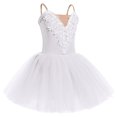 thumbnail image 2 of IBTOM CASTLE Kids Girls Ballet Dance Dress Velvet Spaghetti Straps Camisole Gymnastics Leotard Ballerina Dress up 13-14 Years White, 2 of 4