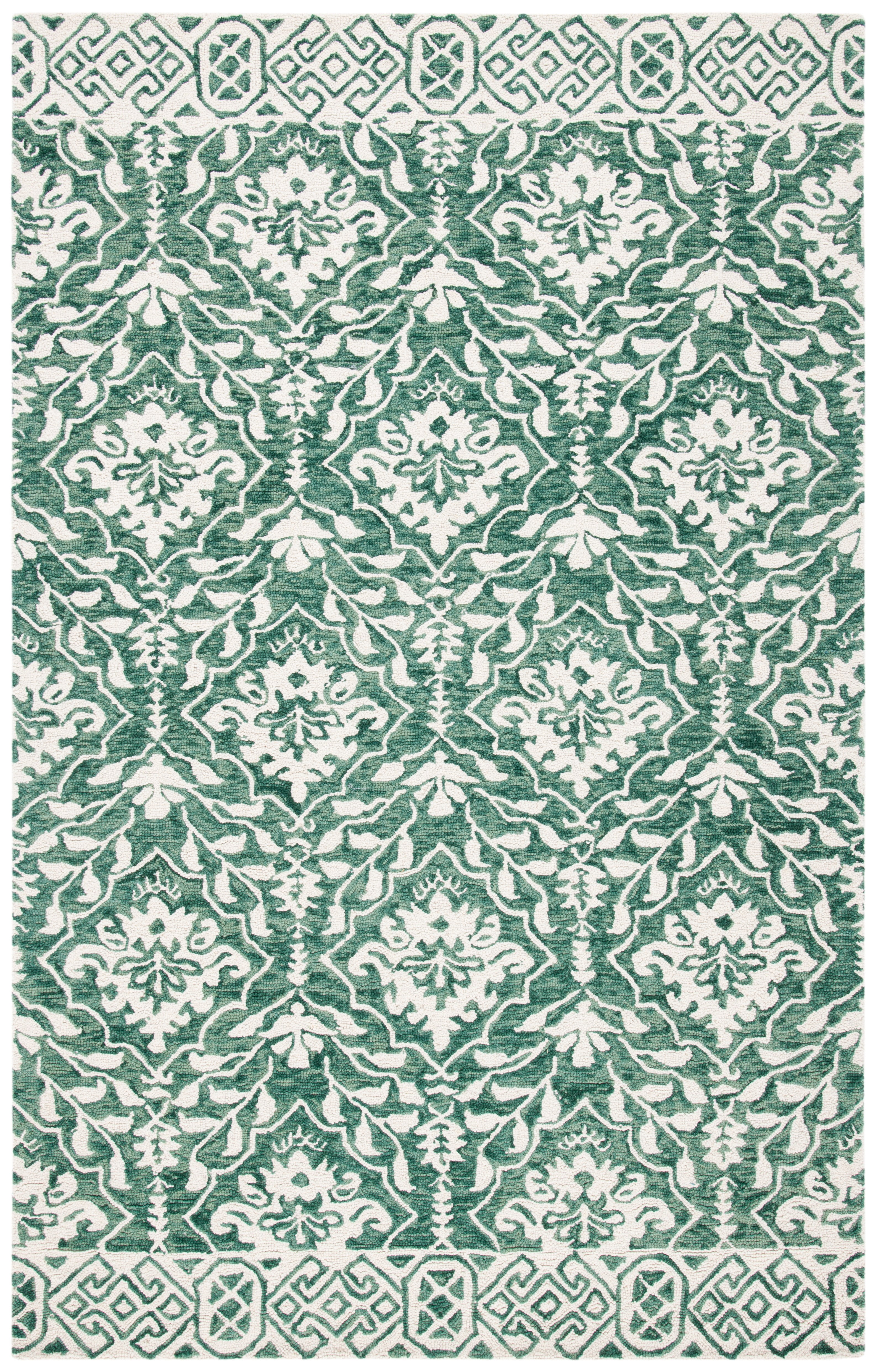 Safavieh Dip Dye Beranadette Floral Wool Area Rug, Dark Green/Ivory, 2'3" x 4'
