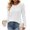 #White, variant on Women's Crew Neck Long Sleeve Top, Solid Ribbed Cuff Casual Blouse,L,Women's Plus Size