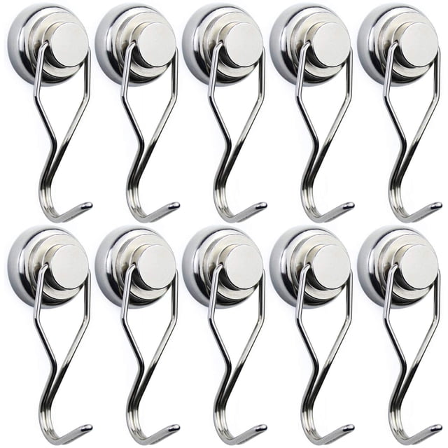 Gancho magnético giratorio giratorio nuevo mejorado, 60 libras, 10 ganchos magnéticos para refrigerador, gancho magnético fuerte, perfecto para refrigerador y otras superficies magnéticas, 67,5 mm,