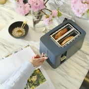 Thyme & Table 2-Slice Toaster, Extra-Wide Slots with Removable Crumb Tray, Atlantic Blue