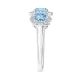 thumbnail image 2 of ANGARA Natural Round Aquamarine Three Stone Halo Ring with Diamonds in 14K White Gold for Women (Size-6mm) | March Birthstone, Birthday, Anniversary, Jewelry Gift for Women | Natural Aquamarine Ring, 2 of 7