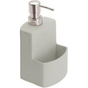 TESNN Dishwashing liquid dispenser, dishwashing liquid dispenser with sponge holder, Festival, grey, 380 ml capacity, 10 x 18 x 10 cm