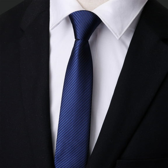 Xfvqtps Tie for Men Classic Neckties Solid Color Grid Pattern 3.15" for Formal Dress Business Blue