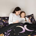 thumbnail image 4 of Homewish Boho Dark Moths Queen Comforter Set,Gold Purple Plants Comforter Sets Queen,Black Reversible,3 Pieces,1 Comforter and 2 Pillowcases, 4 of 7