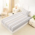 thumbnail image 5 of Castle Fairy Minimalist Vertical Stripe Twin Sheets 3pcs,Geometric Thin Line Bedding,Beige Brown Gray,1 Flat Sheet, 1 Fitted Sheet and 1 Pillowcase, 5 of 7
