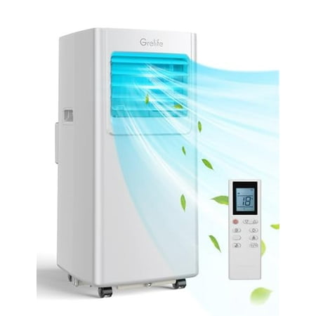 Portable Air Conditioner,Grelife 8000BTU 4-in-1 AC Unit with Fan, and Dehumidifier for Up to 350 sq. ft. Featuring Smart/Sleep Modes, LED Display,Remote Control,Ultra-Quiet at 48dB,24-Hour Timer