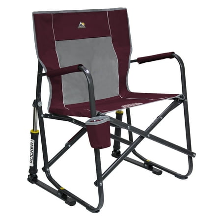 gci outdoor freestyle rocker foldable rocking camp chair, maroon