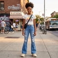 thumbnail image 5 of FEDPOP Baggy Jeans for Girls Wide Leg Ripped High Elastic Waisted Denim Pants Cute Summer Trousers Y2K Streetwear 7-14Y, 5 of 8