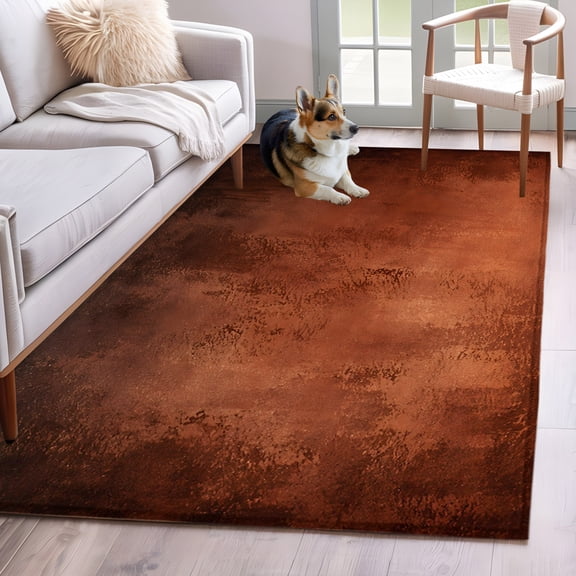 Rust Orange Ombre Runner Rug Non Slip 2.7x5 Vintage Brown Black Rustic Boho Shabby Chic Washable Rug Runner for Hallways Low Pile Kitchen Rugs Stain Resist Carpet for Bathroom Bedroom Entryway