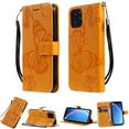 thumbnail image 2 of iPhone 11 Pro Wallet Case, Flip Kickstand Emboss Butterfly PU Leather Protective Phone Cover with Wrist Strap & Card Slots, Yellow, 2 of 6