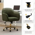 thumbnail image 4 of Home Office Desk Chair with Arms Gold Wheels Modern Velvet Upholstered Rolling Computer Chair Mid-Back Ergonomic Adjustable Swivel Vanity Chair for Bedroom Study Office, Beige,Corduroy, 4 of 12