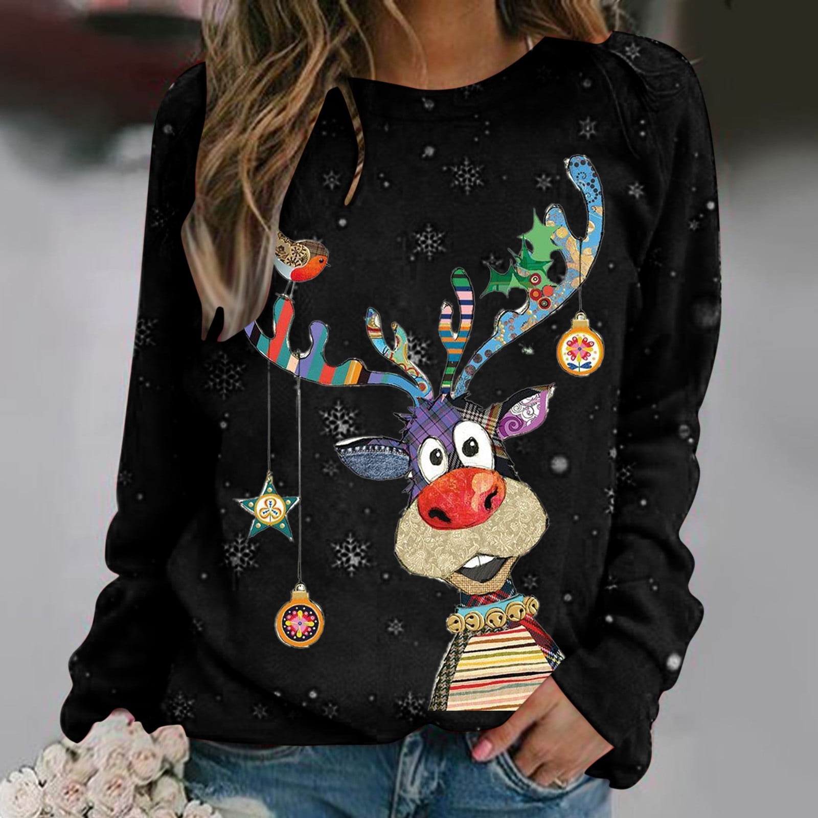 Christmas Sweatshirts for Women UK,Ladies Christmas Jumper Sale Clearance  Novelty Funny Graphic Xmas Shirts Elf Sweatshirt Long Sleeve Pullover  Blouse Tunic Tops Size S-5XL - Walmart.com