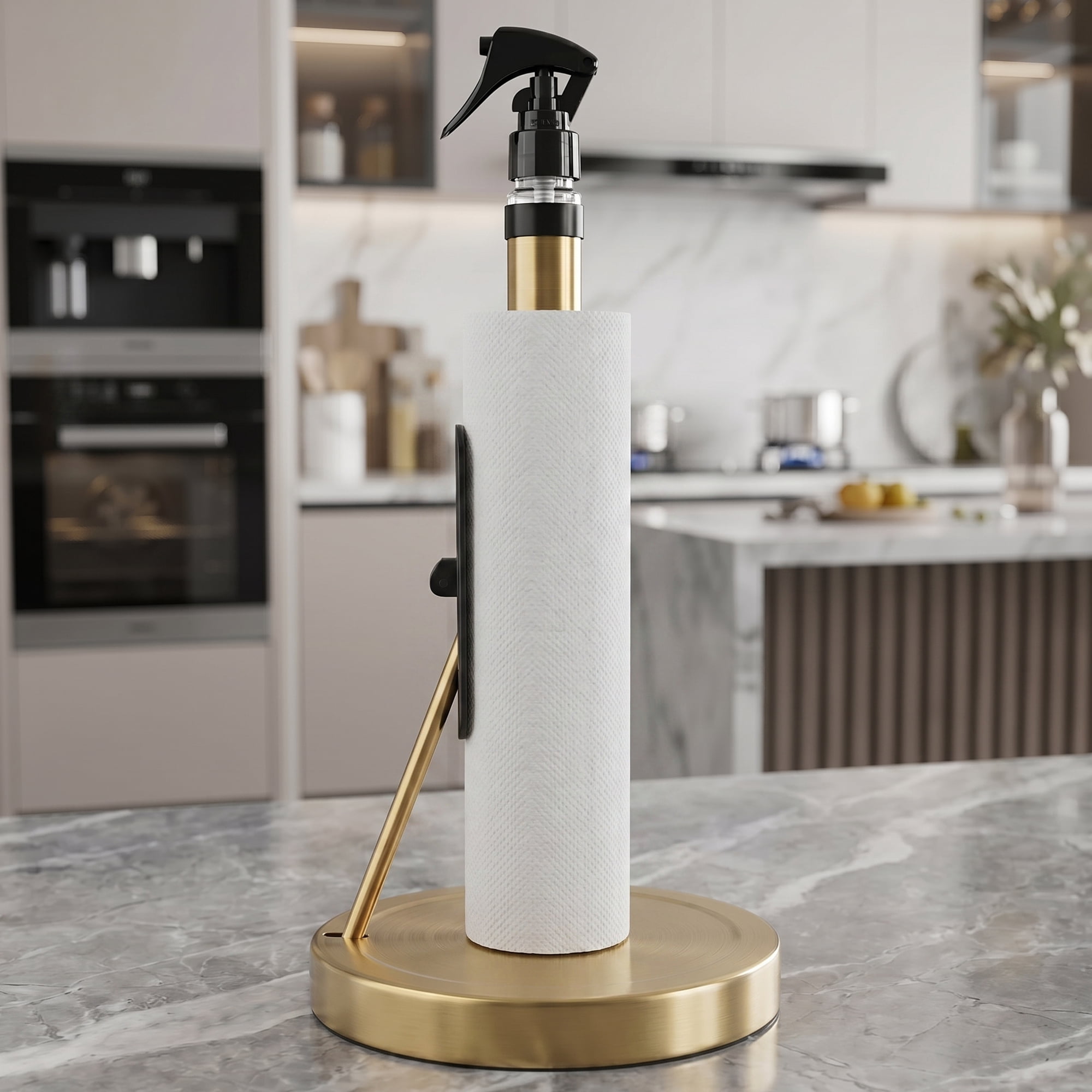 Unique Bargains Countertop Base Stainless Steel Paper Towel Holder Gold 14.4x7.1inch