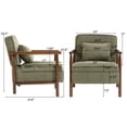 thumbnail image 4 of PAPROOS Accent Chair with Storage, Mid Century Corduroy Reading Chair with Pillow, Wood Frame Upholstered Armchair for Living Room Bedroom, Green, 4 of 10