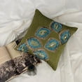thumbnail image 3 of The HomeCentric Cushion Cover Green Pillows Cover Sequins Peacock Pillows Cover Pack of 2 18x18 inch (45x45 cm) Pillows Cover Square Silk Throw Pillows Cover Art Deco Easter - Peacock Abstract, 3 of 12