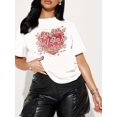 thumbnail image 1 of 1pc Women'S Casual Polyester T-Shirt with "I Cry a Lot But I Am So Productive" Heart Print, Crew Neck, Short Sleeve, Knit Fabric Top for All Seasons, 1 of 6