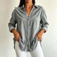 thumbnail image 6 of KICILVS Denim Shirt Women Button Down Collar Loose Fit Long Sleeve Blouse Trendy Comfortable Fashion Clothing, 6 of 8