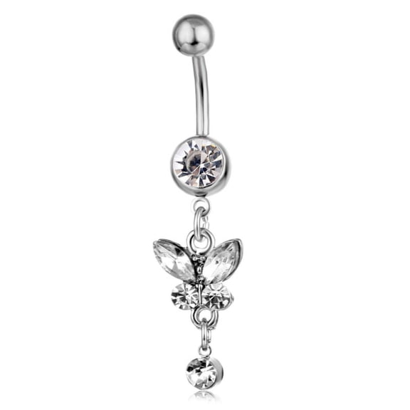 YYKihy Sexy Butterfly Bow Belly Navel Ring Pearl Body Piercing For Women Girls Jewelry Blue