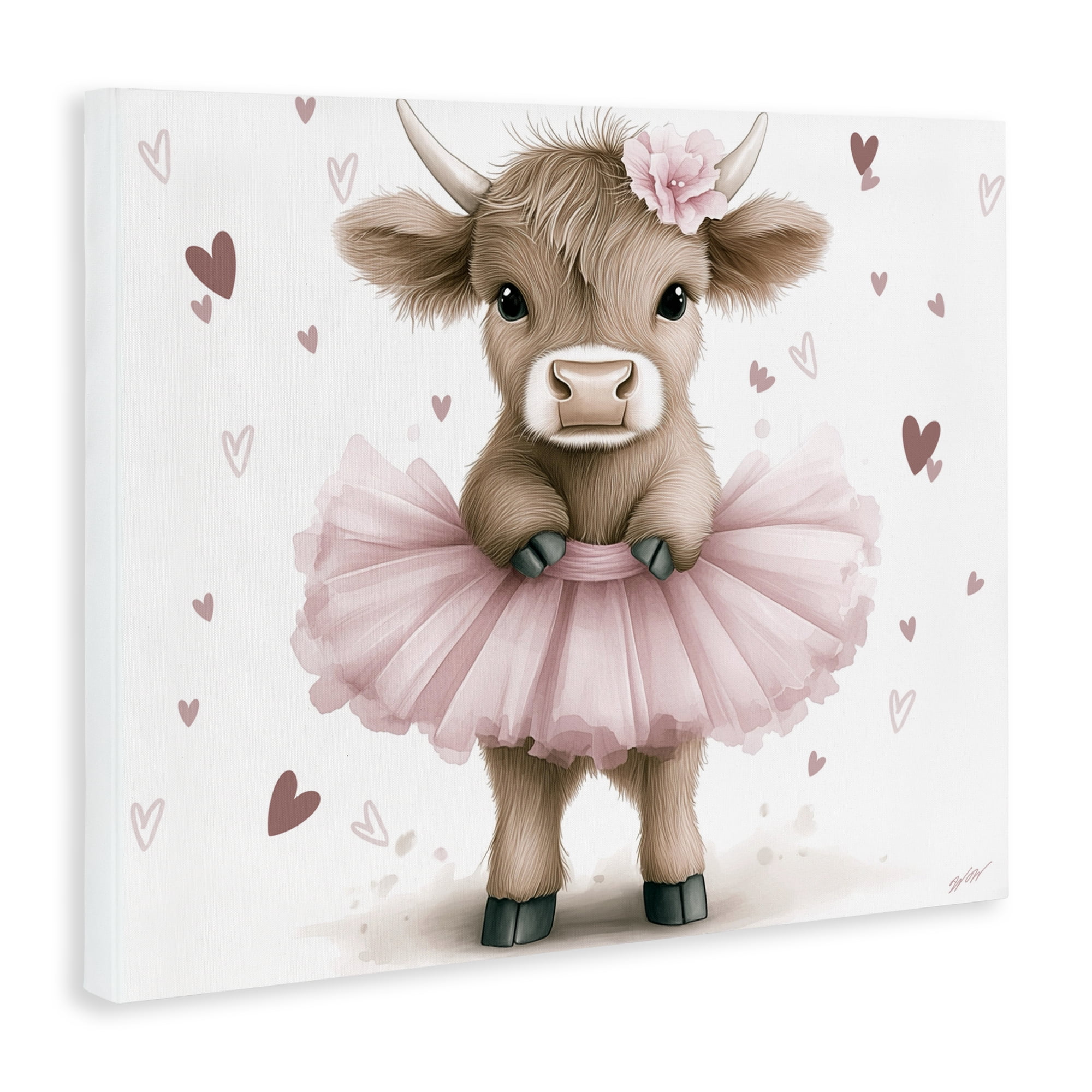 Stupell Industries Baby Calf with Tutu Canvas Wall Art, design by Whimsical Wonders