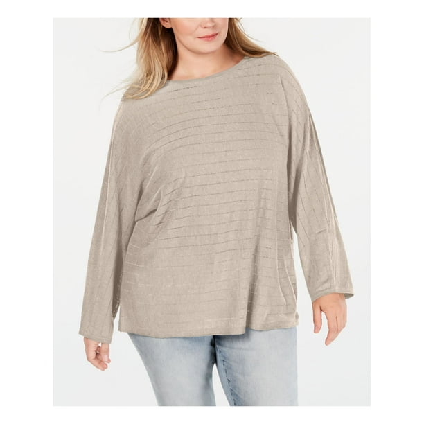 Style & Co. STYLE & COMPANY Womens Beige Long Sleeve Jewel Neck