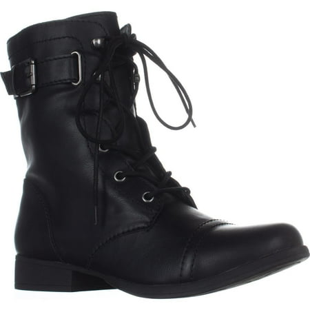 Womens Fionn Lace-Up Casual Combat Boots, Black