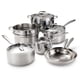 thumbnail image 1 of Tramontina Juego de utensilios de cocina de 11 piezas de acero inoxidable de tres capas con tapas, ollas y sartenes, compatible con inducción, apto para lavaplatos, certificación NSF, 1 of 5
