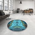 thumbnail image 4 of Ahgly Company Machine Washable Indoor Rectangle Transitional Bright Turquoise Blue Area Rugs, 6' x 9', 4 of 7