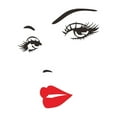 thumbnail image 1 of Hermosa cara de mujer y labios rojos, pegatina de pared, decoración del hogar, sala de estar y dormitorio, 1 of 8