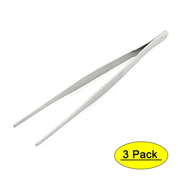 Unique Bargains Flat Straight Tweezers Handy Tool 20cm Length 3Pcs