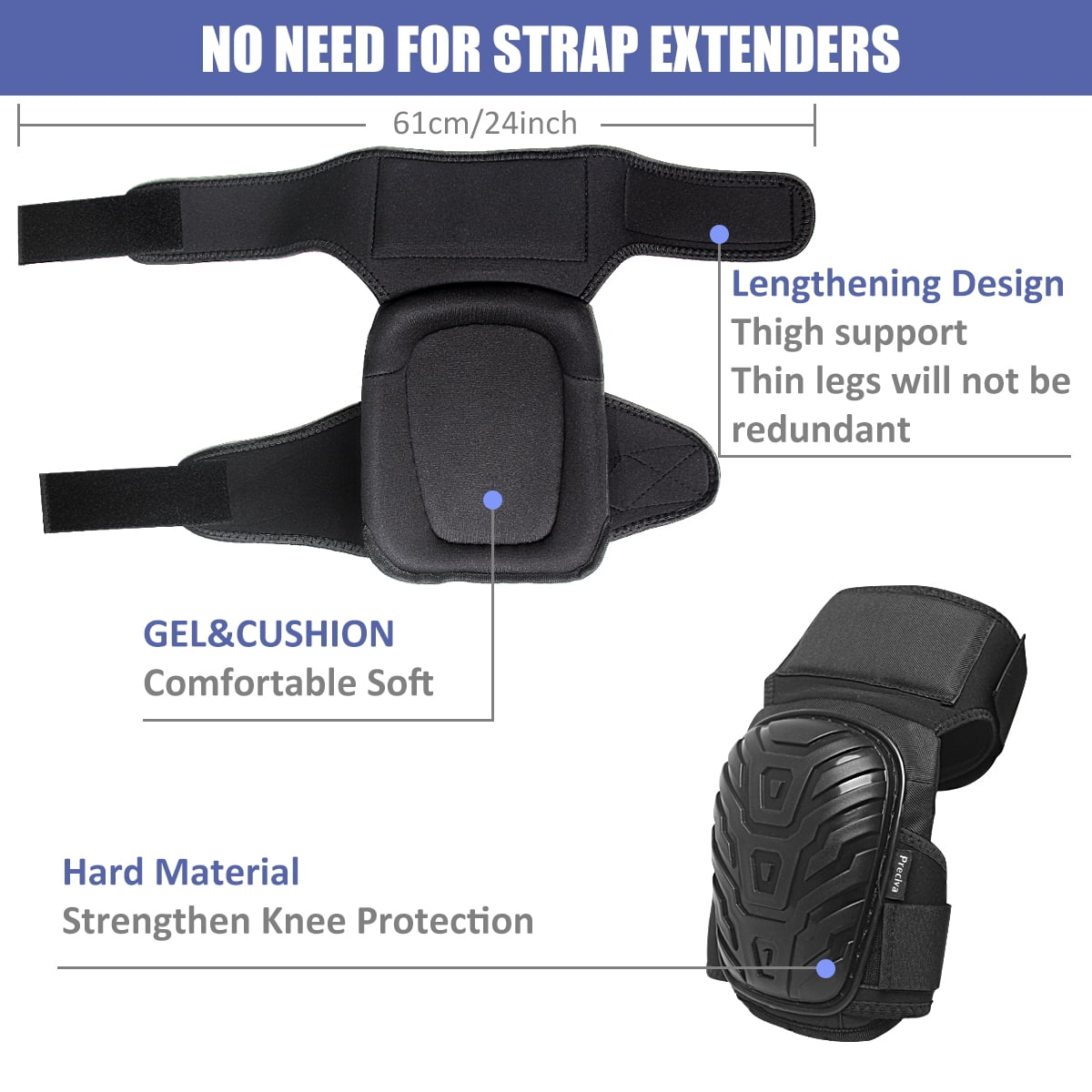 Cheyuez Knee Pads for Work,Professional Heavy Duty Work Knee Pads with Thick Foam Cushion and Extended Velcro Straps for Men Construction, Garden, Flooring