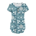 thumbnail image 5 of Dezsed Womens Henley Casual Blouse Button T Shirts Clearance Womens Casual Tops V- Neck Hide Belly Short Sleeve T-Shirts Cute Flowy Tunic Blouses Sky Blue L, 5 of 7