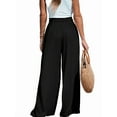thumbnail image 3 of Women Wide Leg Pants High Waisted Trousers Linen Lounge Beach Cover Ups Flowy Pants, 3 of 7