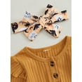 thumbnail image 6 of Suealasg 3Pcs Baby Girls Halloween Clothes Long Sleeve Ribbed Romper +Spider Bat Ghost Pumpkin Print Pants+Headband Sets 3 6 12 18 Months Infant Newborn Girls Fall Pants Set, 6 of 8