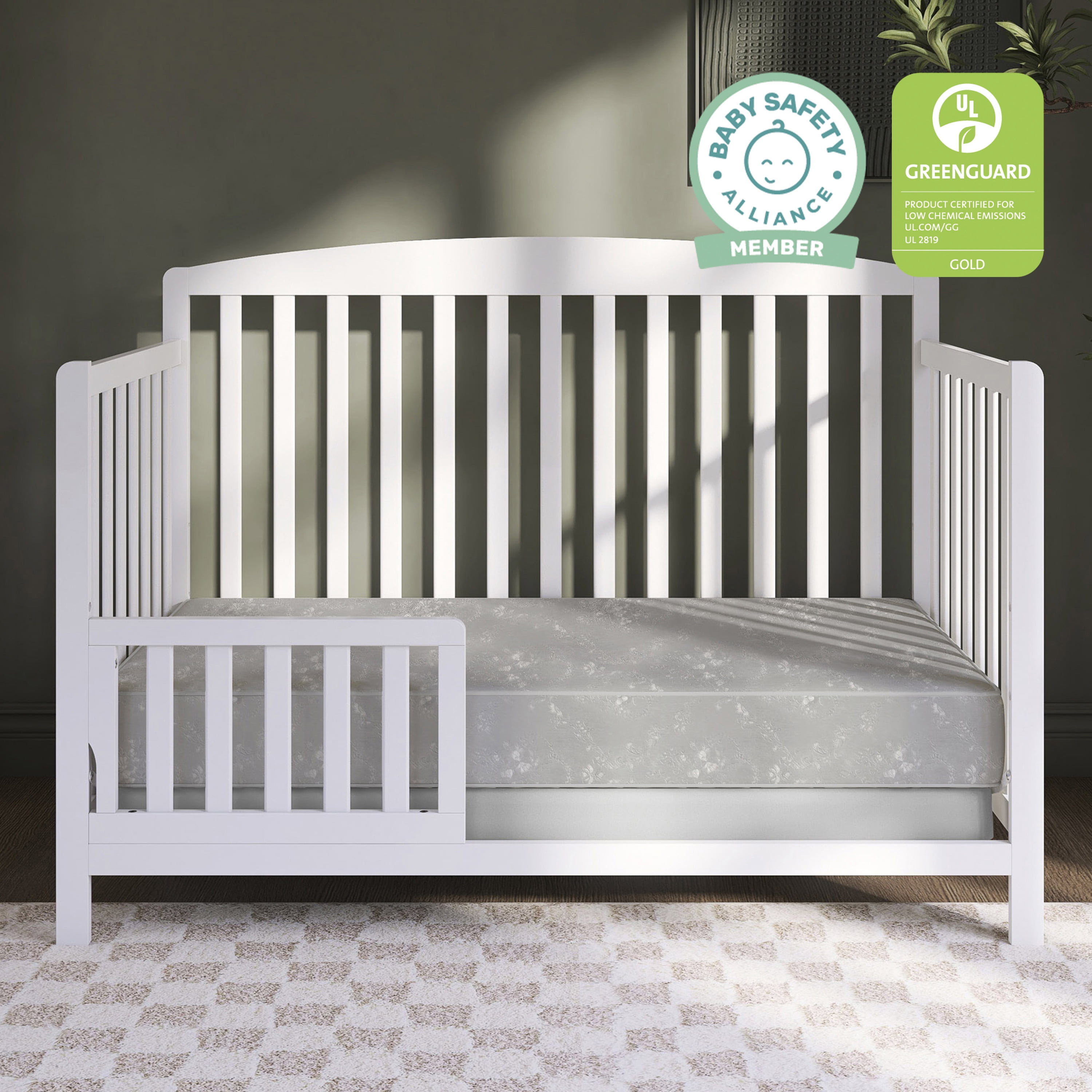 Dream On Me Nap Nest Crib and Toddler Mattress, Grey Floral