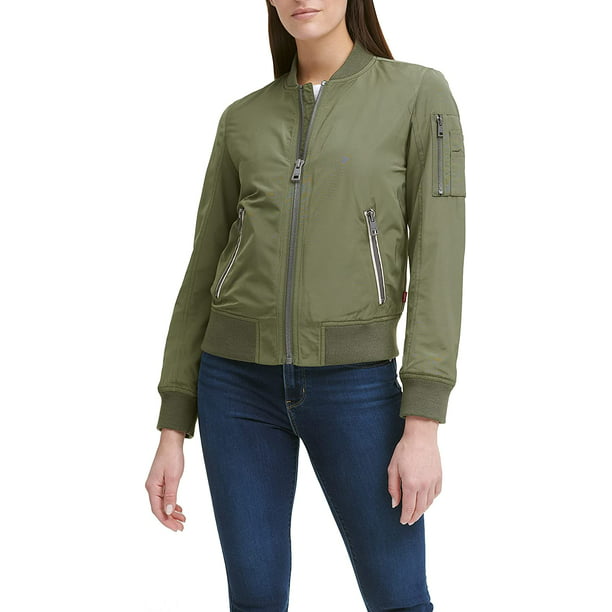 Levis Womens Melanie Bomber Jacket Standard Plus Sizes Standard X-Small Army  Green 
