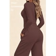 thumbnail image 4 of UVN Winter Womens 2 Piece Outfit Sets Ruched Long Sleeve Top and Wide Leg Pants Casual Loungewear Ladies Workout Sets, 4 of 13