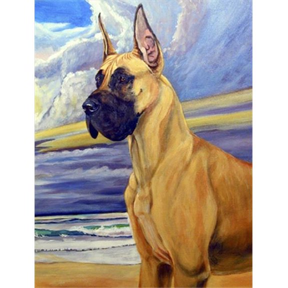 Fawn Great Dane at the beach Flag - Garden Size, 11 x 15 in.
