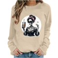 thumbnail image 3 of VKOYWKM Sweatshirts for Women Trendy Halloween Funny Print Pullover Long Sleeve Crew Neck Oversized Sweatshirts Fall Sweatshirt, 3 of 7