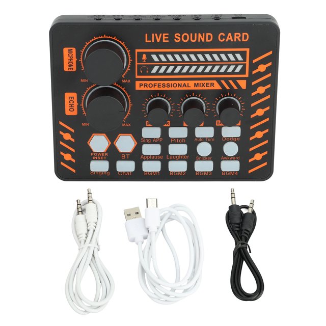 Tarjeta de sonido en vivo, Bluetooth, reducción de ruido, tablero mezclador de sonido de 2,0 canales para teléfono móvil, ordenador portátil, tableta