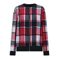 thumbnail image 3 of Women's Long Sleeve Round Neck Zipper Lightweight Fashion Plaid Jacket, 3 of 7