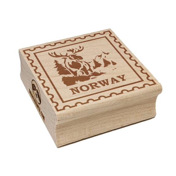 Norway Travel National Animal Moose Square Rubber Stamp Stamping Scrapbooking Crafting - Small 1.25in