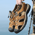 thumbnail image 4 of Sandales Décontractées pour Hommes Bout Fermé Sandales de Pêcheur Réglables en Cuir Antidérapantes Sandales de Randonnée-Youyou, 4 of 4